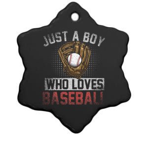 Just A  Who Loves Baseball Ceramic Star Ornament