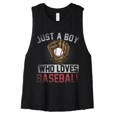 Just A  Who Loves Baseball Women's Racerback Cropped Tank