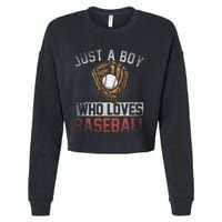 Just A  Who Loves Baseball Cropped Pullover Crew