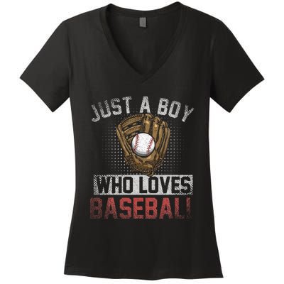 Just A  Who Loves Baseball Women's V-Neck T-Shirt