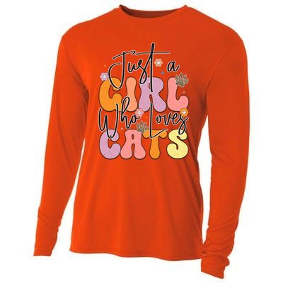 Just A Who Loves Cats Retro Vintage Cute Gift Cooling Performance Long Sleeve Crew