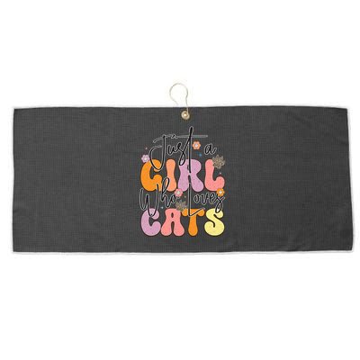 Just A Who Loves Cats Retro Vintage Cute Gift Large Microfiber Waffle Golf Towel