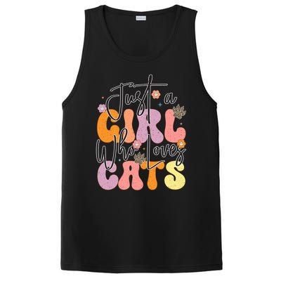 Just A Who Loves Cats Retro Vintage Cute Gift PosiCharge Competitor Tank