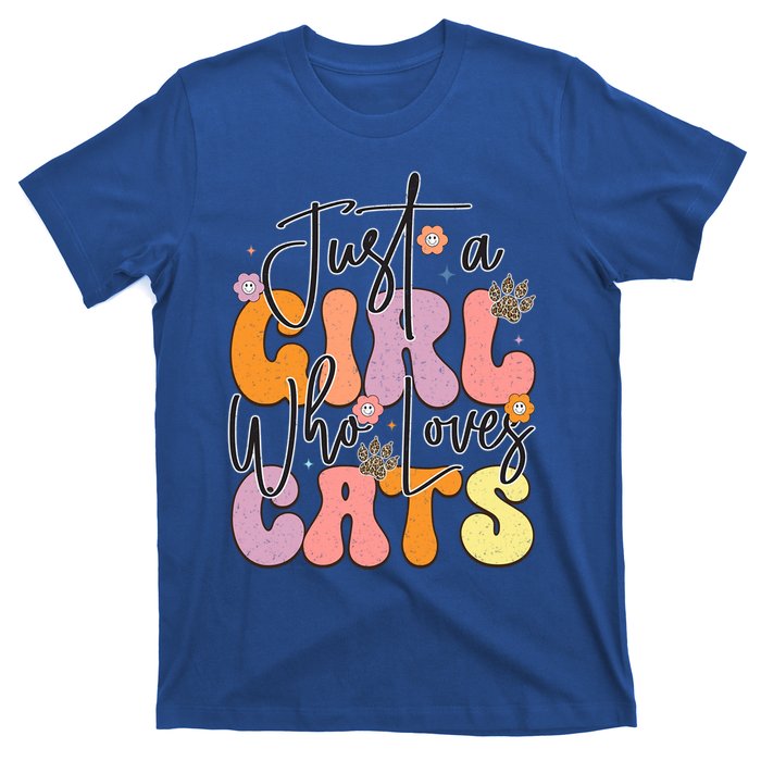 Just A Who Loves Cats Retro Vintage Cute Gift T-Shirt