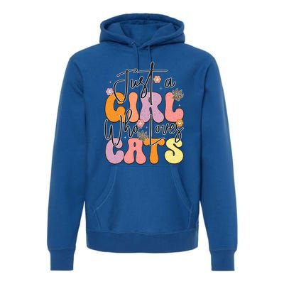 Just A Who Loves Cats Retro Vintage Cute Gift Premium Hoodie