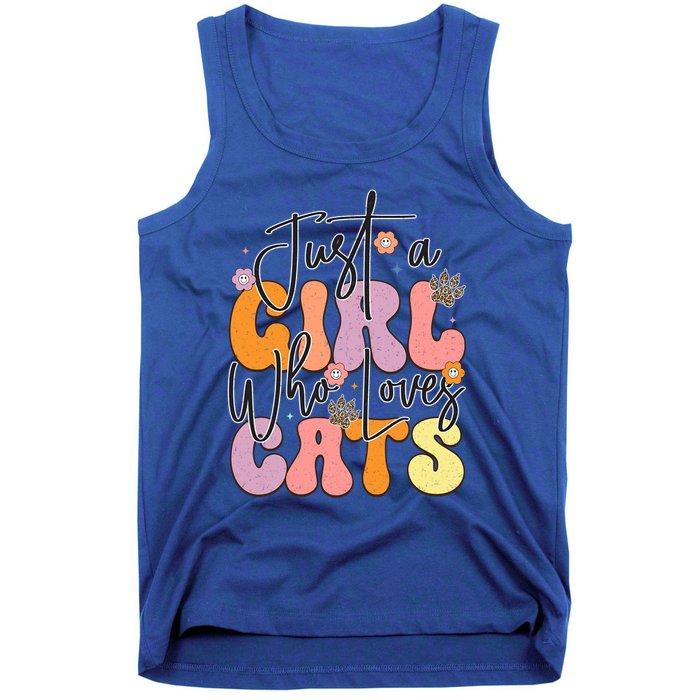 Just A Who Loves Cats Retro Vintage Cute Gift Tank Top