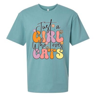 Just A Who Loves Cats Retro Vintage Cute Gift Sueded Cloud Jersey T-Shirt