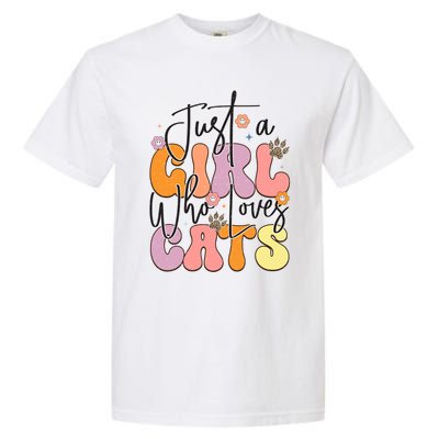 Just A Who Loves Cats Retro Vintage Cute Gift Garment-Dyed Heavyweight T-Shirt