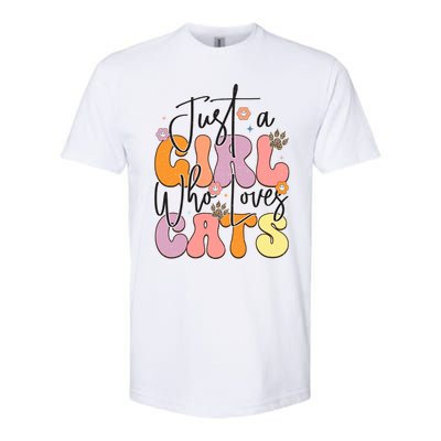 Just A Who Loves Cats Retro Vintage Cute Gift Softstyle CVC T-Shirt