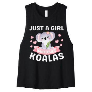 Just A Who Loves Koala Bear Dad Mom Birthday Gifts Women's Racerback Cropped Tank