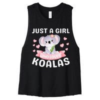 Just A Who Loves Koala Bear Dad Mom Birthday Gifts Women's Racerback Cropped Tank