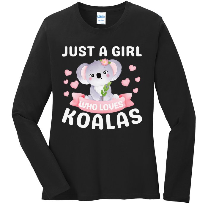 Just A Who Loves Koala Bear Dad Mom Birthday Gifts Ladies Long Sleeve Shirt