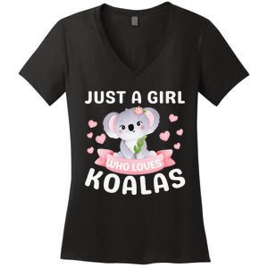 Just A Who Loves Koala Bear Dad Mom Birthday Gifts Women's V-Neck T-Shirt