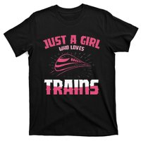 Just A  Who Loves Trains Locomotive Model Train T-Shirt