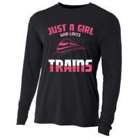 Just A  Who Loves Trains Locomotive Model Train Cooling Performance Long Sleeve Crew