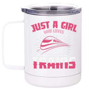 Just A  Who Loves Trains Locomotive Model Train 12 oz Stainless Steel Tumbler Cup