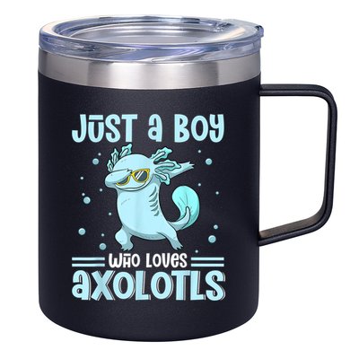 Just A  Who Loves Axolotls Axolotl Lovers Gift Boys Teens 12oz Stainless Steel Coffee Mug