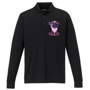 Just A Who Loves Chickens Chicken Hen Love Cute Performance Long Sleeve Polo