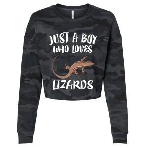 Just A Who Loves Lizards Gift Reptile Owner Gift Cropped Pullover Crew