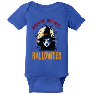 Just A Who Loves Halloween Funny Witch Spooky Gift Baby Bodysuit