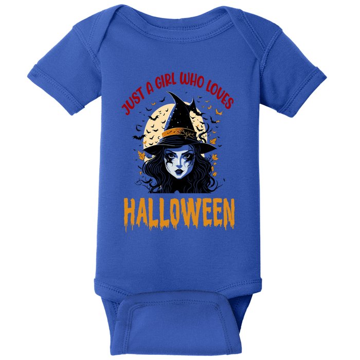 Just A Who Loves Halloween Funny Witch Spooky Gift Baby Bodysuit