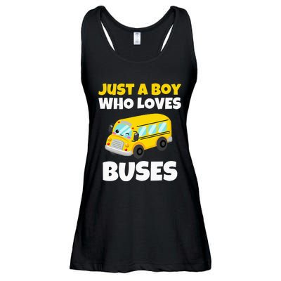 Just A  Who Loves Buses Yellow School Bus Lover Ladies Essential Flowy Tank