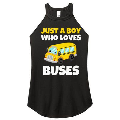 Just A  Who Loves Buses Yellow School Bus Lover Women’s Perfect Tri Rocker Tank