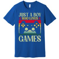 Just A Who Loves Games Clothes Computer Video Game Geek Cute Gift Premium T-Shirt