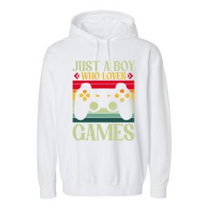 Just A Who Loves Games Clothes Computer Video Game Geek Cute Gift Garment-Dyed Fleece Hoodie