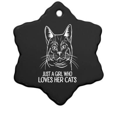 Just A Who Loves Her Cats Gift Ceramic Star Ornament