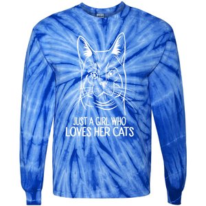 Just A Who Loves Her Cats Gift Tie-Dye Long Sleeve Shirt