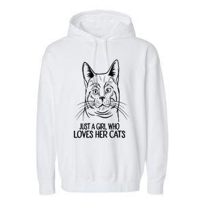 Just A Who Loves Her Cats Gift Garment-Dyed Fleece Hoodie