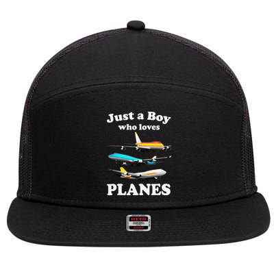 Just A Who Loves Planes Airplane Lover 7 Panel Mesh Trucker Snapback Hat