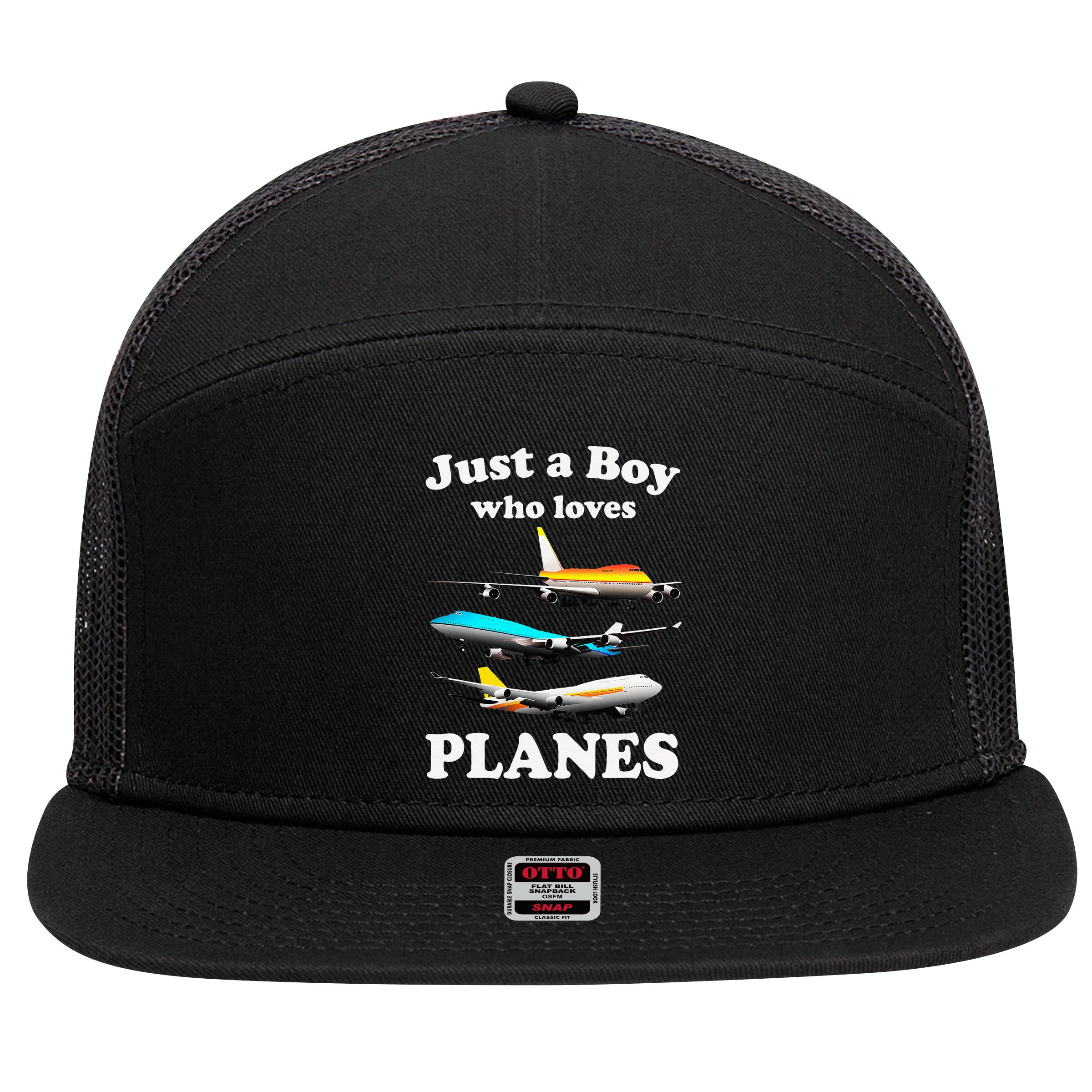 Just A Who Loves Planes Airplane Lover 7 Panel Mesh Trucker Snapback Hat