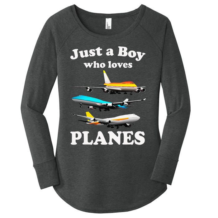 Just A Who Loves Planes Airplane Lover Women's Perfect Tri Tunic Long Sleeve Shirt