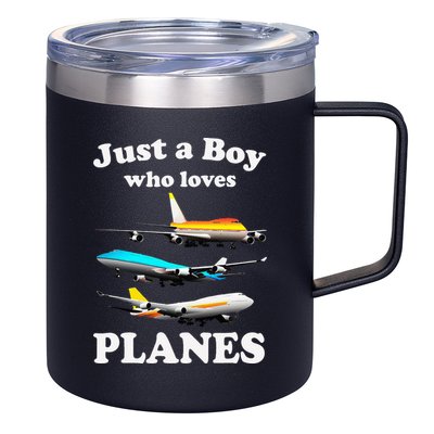 Just A Who Loves Planes Airplane Lover 12oz Stainless Steel Coffee Mug
