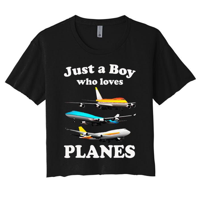 Just A Who Loves Planes Airplane Lover Women's Crop Top Tee