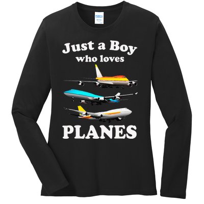 Just A Who Loves Planes Airplane Lover Ladies Long Sleeve Shirt