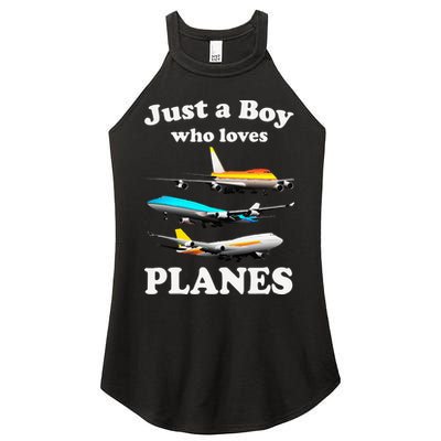 Just A Who Loves Planes Airplane Lover Women's Perfect Tri Rocker Tank