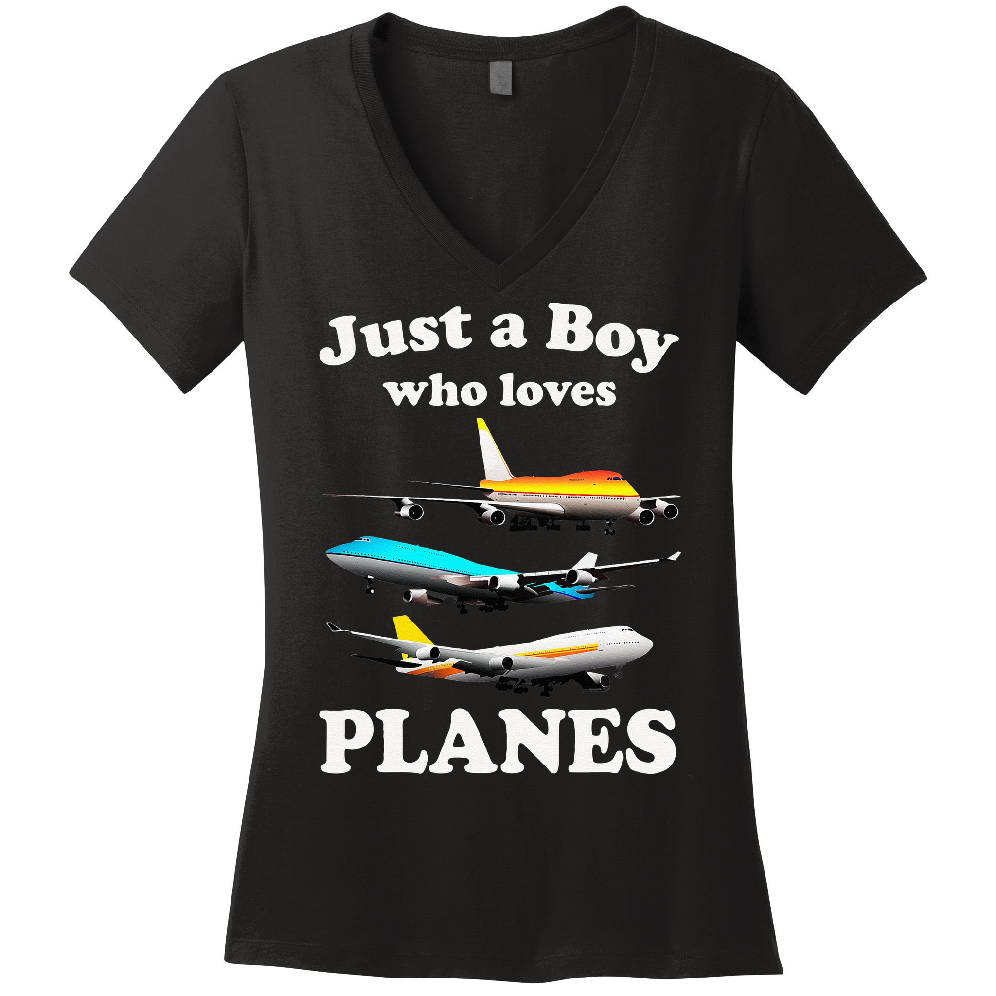 Just A Who Loves Planes Airplane Lover Women's V-Neck T-Shirt