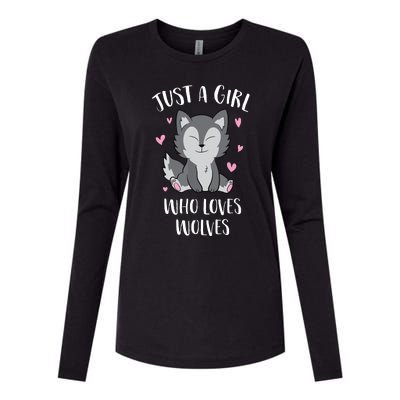 Just A Who Loves Wolves Cute Wolf Womens Cotton Relaxed Long Sleeve T-Shirt