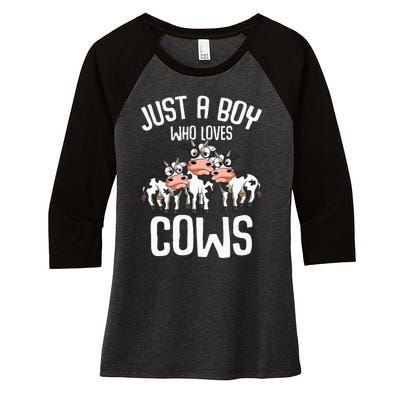 Just A  Who Loves Cows Women's Tri-Blend 3/4-Sleeve Raglan Shirt