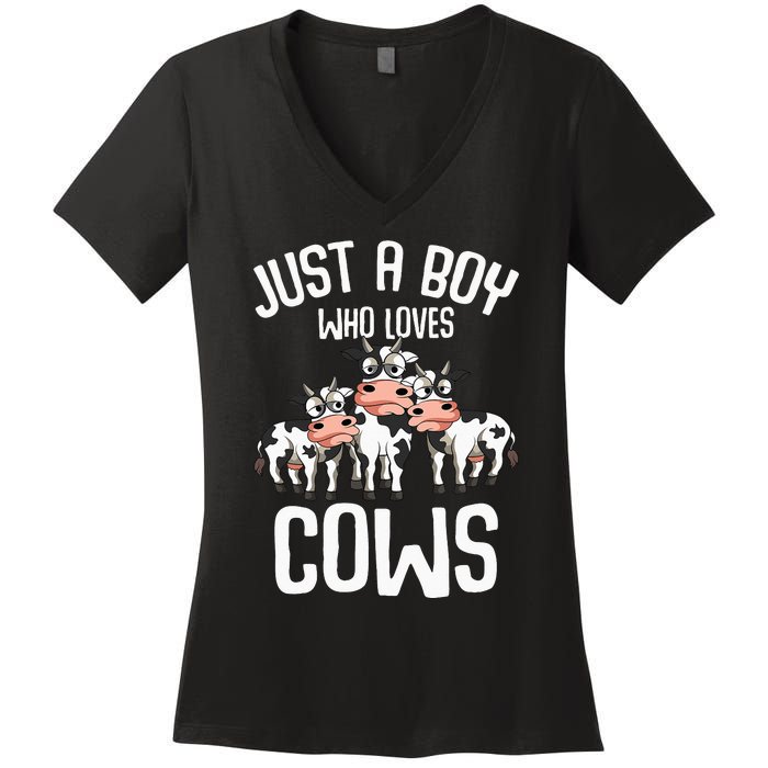 Just A  Who Loves Cows Women's V-Neck T-Shirt