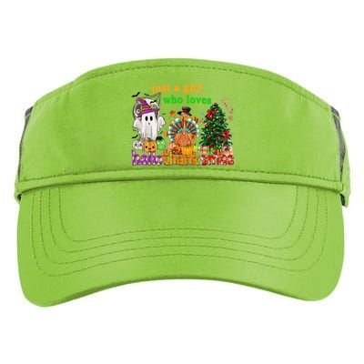 Just A Who Loves Hallothanksmas Happy Hallothanksmas Gift Adult Drive Performance Visor