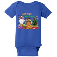 Just A Who Loves Hallothanksmas Happy Hallothanksmas Gift Baby Bodysuit