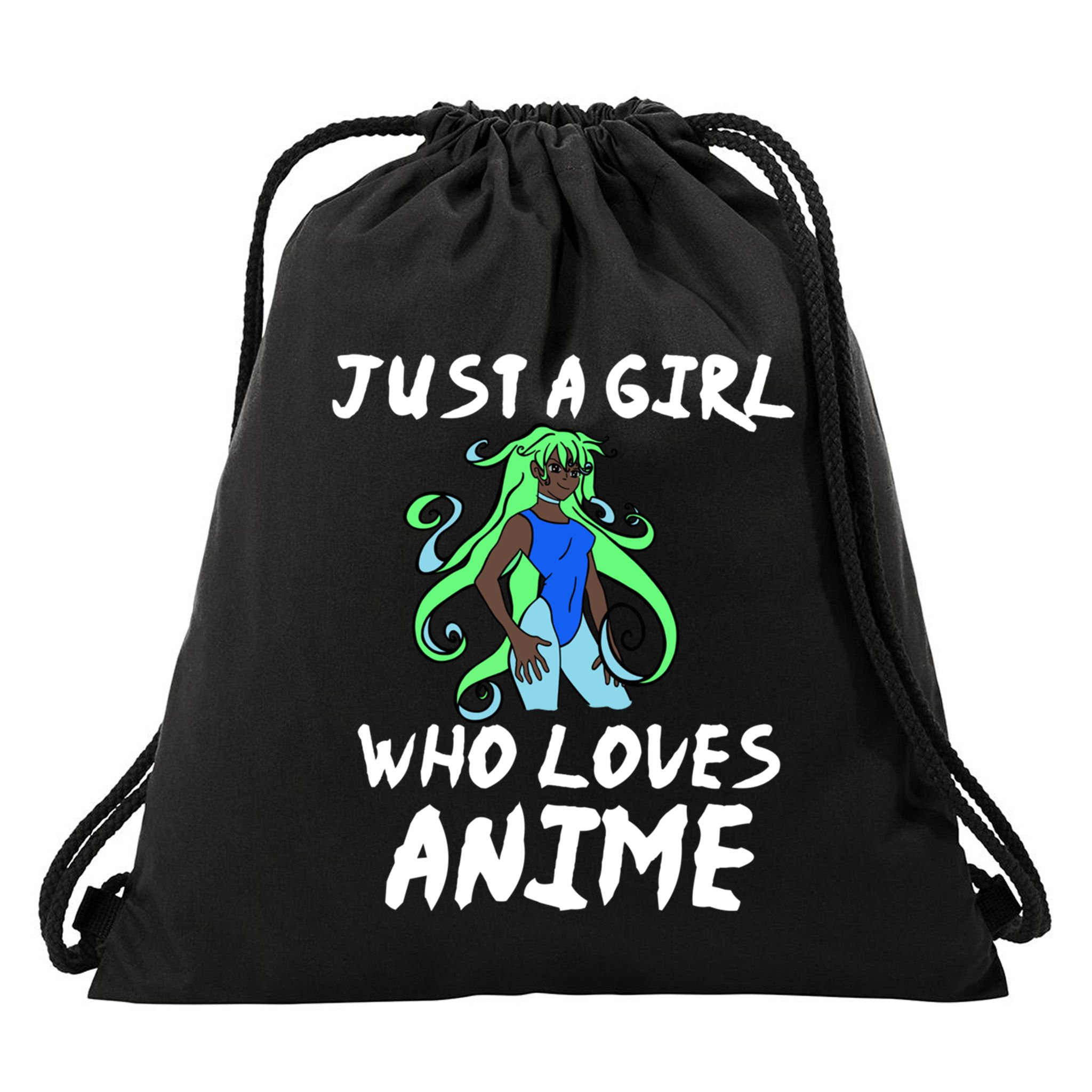 Just A Who Loves Anime African American Funny Gift Meaningful Gift Drawstring Bag