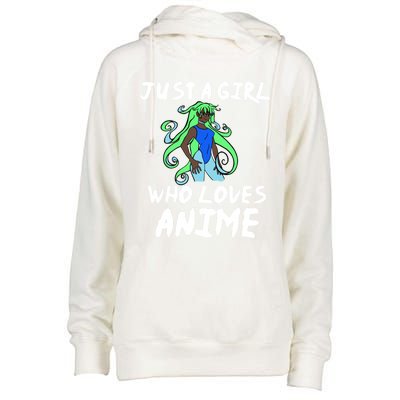 Just A Who Loves Anime African American Funny Gift Meaningful Gift Womens Funnel Neck Pullover Hood