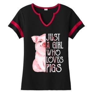 Just A Who Loves Pigs Funny Pig Farmer Gift Gift Ladies Halftime Notch Neck Tee