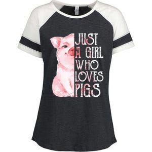 Just A Who Loves Pigs Funny Pig Farmer Gift Gift Enza Ladies Jersey Colorblock Tee