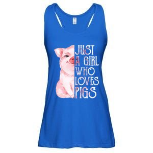 Just A Who Loves Pigs Funny Pig Farmer Gift Gift Ladies Essential Flowy Tank